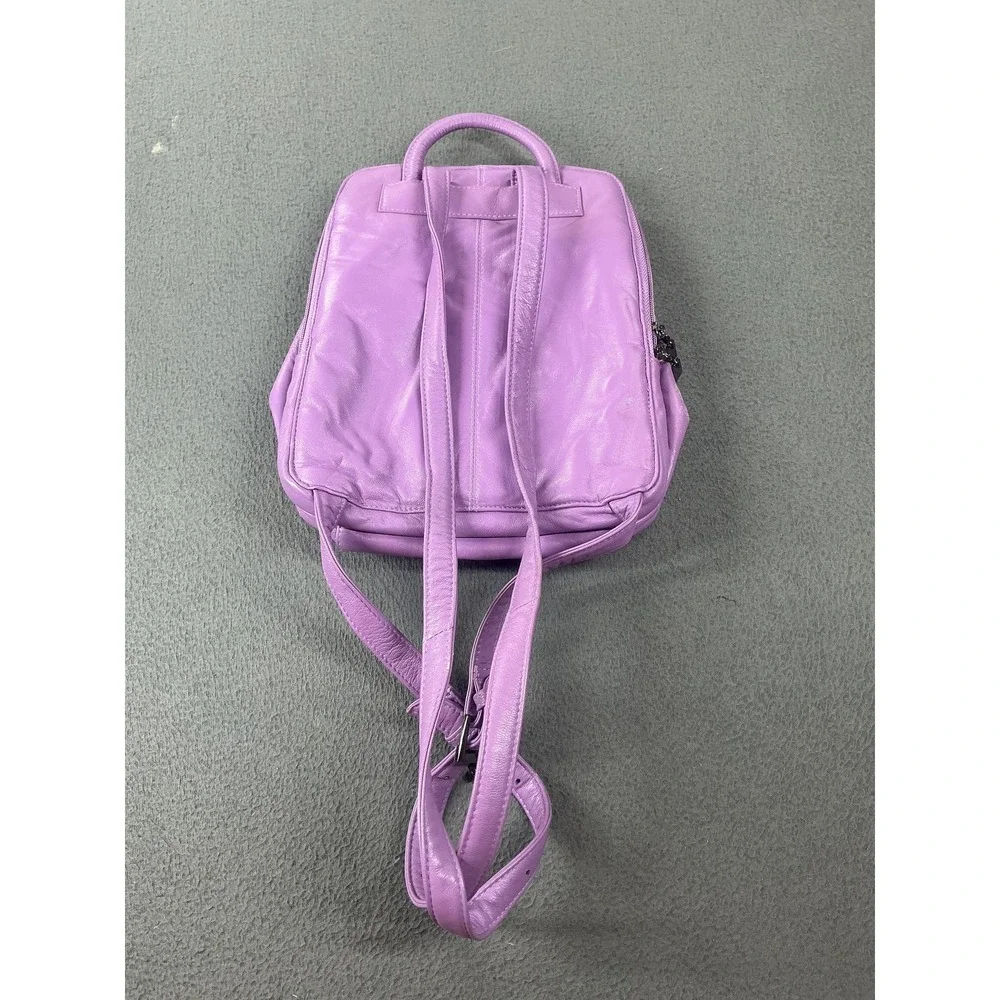 Pelle Studio Backpack Womens Small Purple Leather Adjustable Strap Zipper Casual